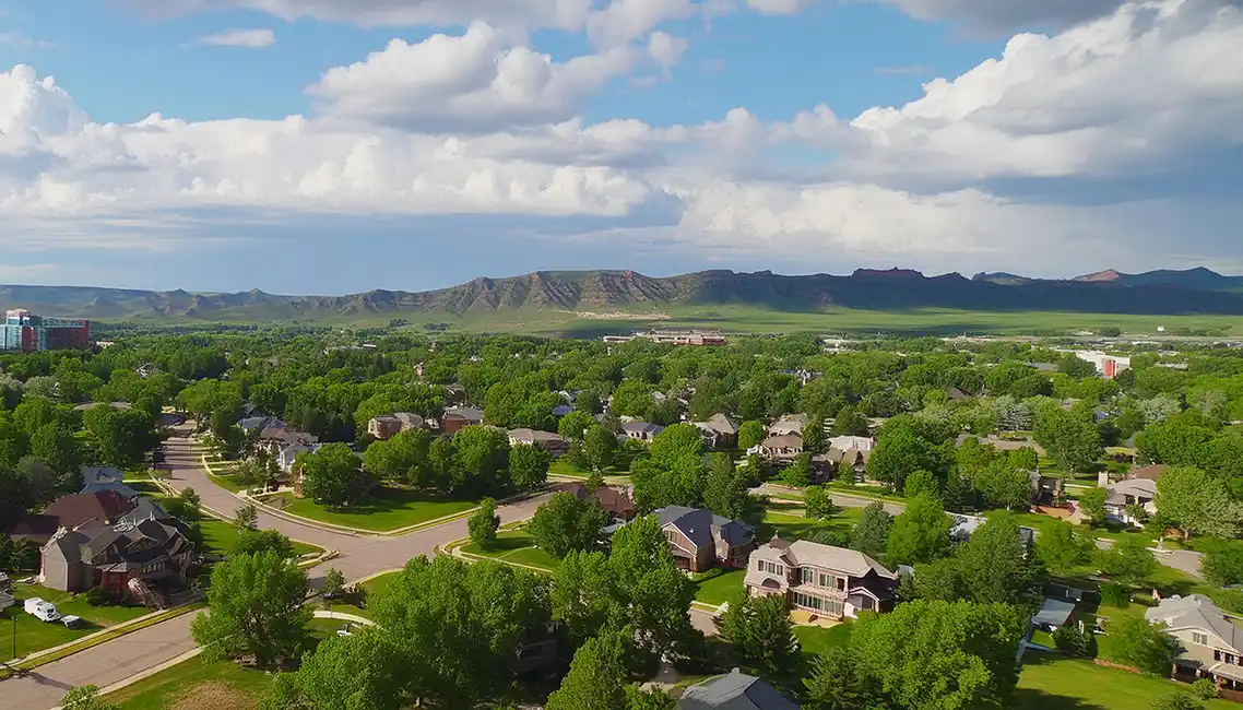 Colorado HOA Management Company Aerial View Upscale Louisville Neighborhood